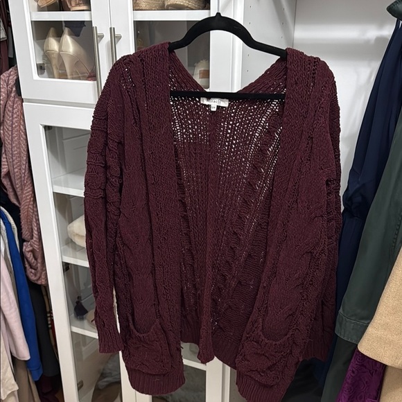 Miracle Burgundy Open-Front Cardigan - Picture 2 of 4